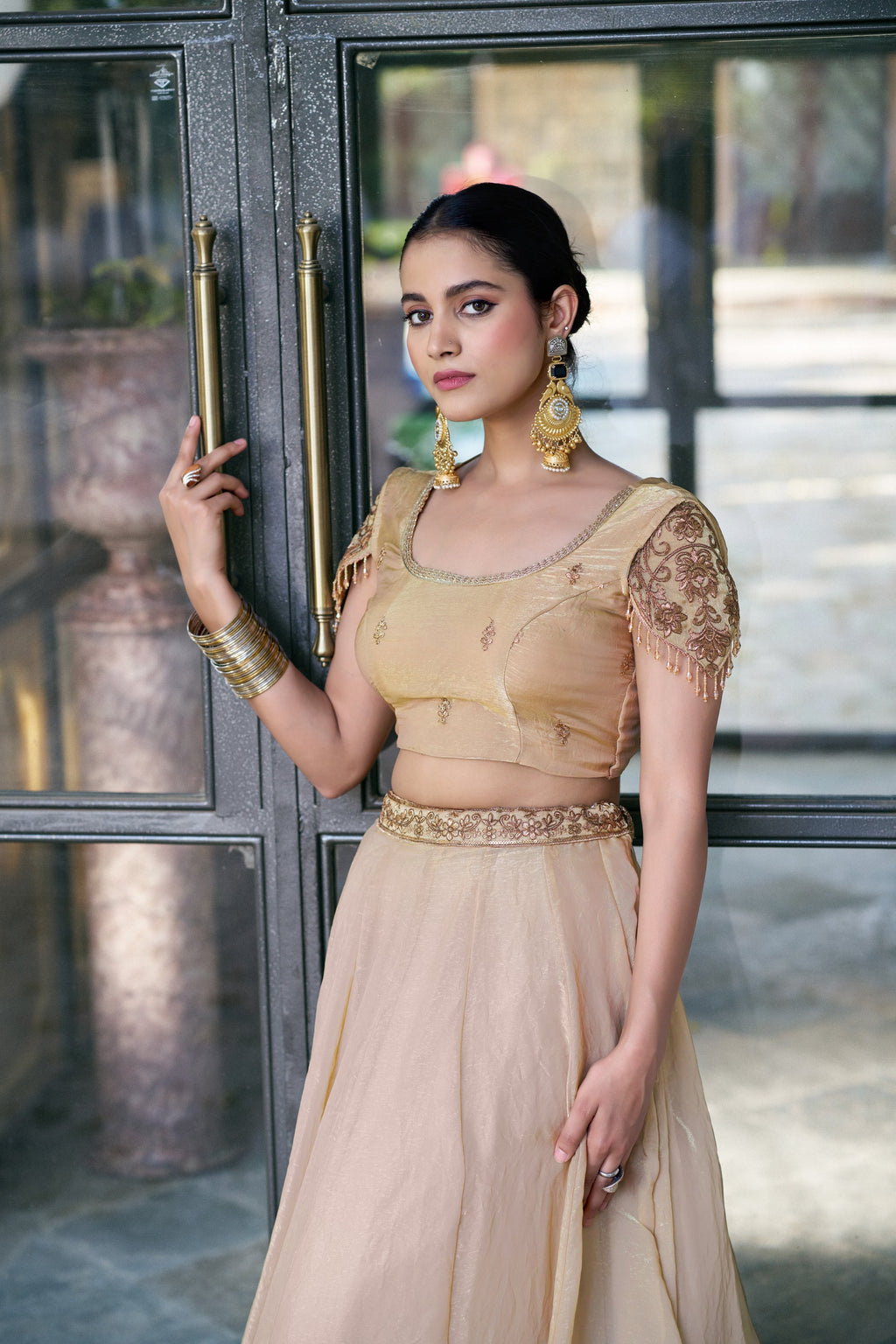 Lorenvalley Fashion Cream Fendi Silk Sequins And Thread Embroidery Work Belt Lehenga Choli With Dupatta | Grocsy