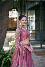 Lorenvalley Fashion Lightpink Fendi Silk Sequins And Thread Embroidery Work Belt Lehenga Choli With Dupatta | Grocsy