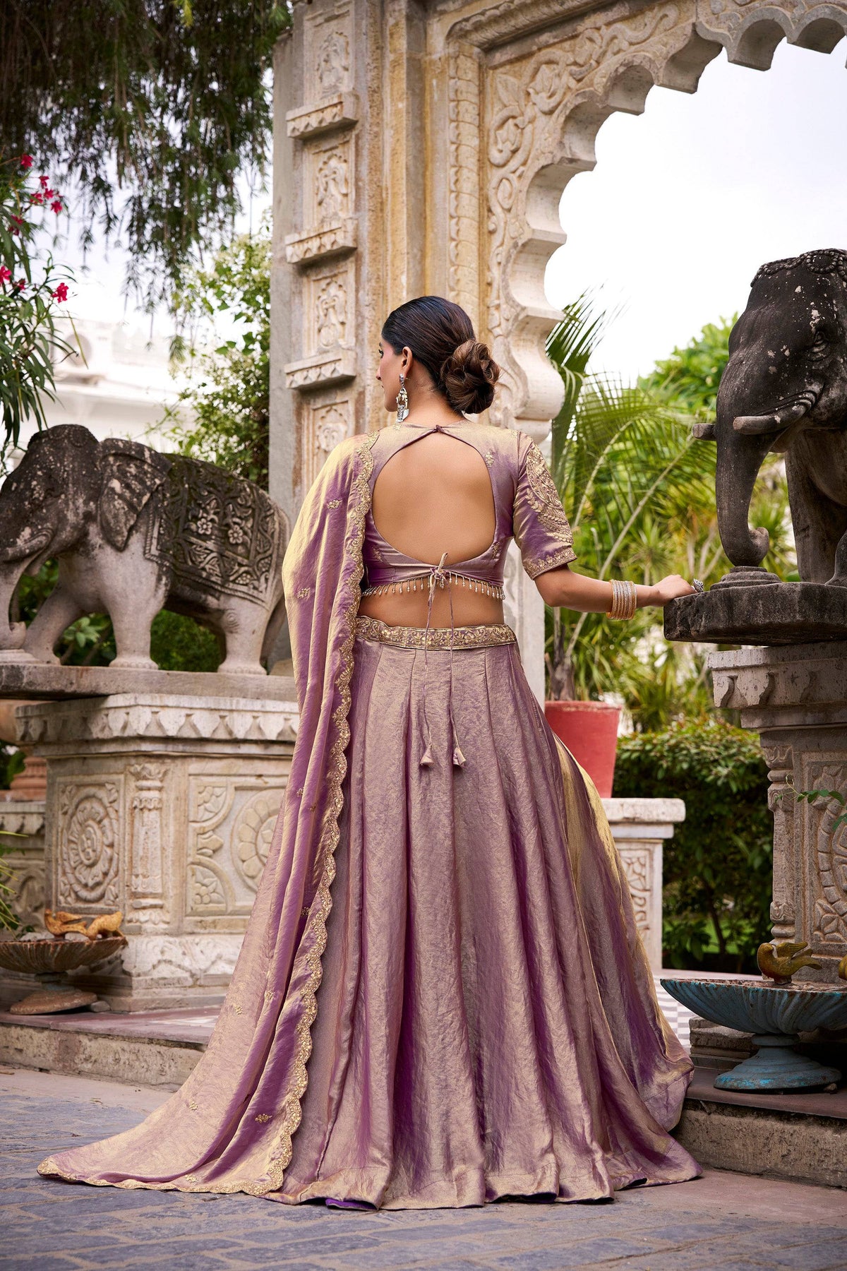 Lorenvalley Fashion Lavender Fendi Silk Sequins and Thread Embroidery Work Belt Lehenga Choli with Dupatta | Grocsy