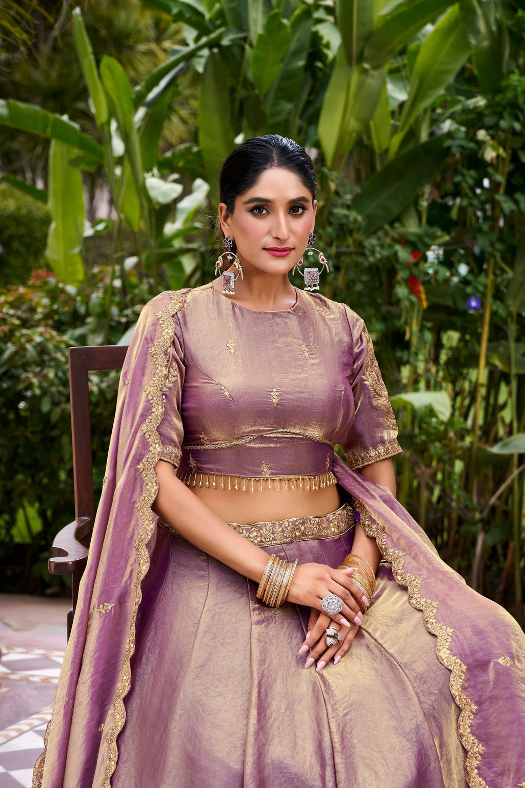Lorenvalley Fashion Lavender Fendi Silk Sequins and Thread Embroidery Work Belt Lehenga Choli with Dupatta | Grocsy