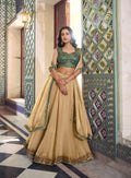 Lorenvalley Fashion Cream Fendi Silk Lace Touch Up Lehenga Choli With Dupatta | Grocsy
