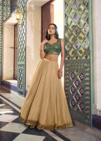 Lorenvalley Fashion Cream Fendi Silk Lace Touch Up Lehenga Choli With Dupatta | Grocsy