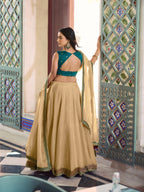 Lorenvalley Fashion Cream Fendi Silk Lace Touch Up Lehenga Choli With Dupatta | Grocsy
