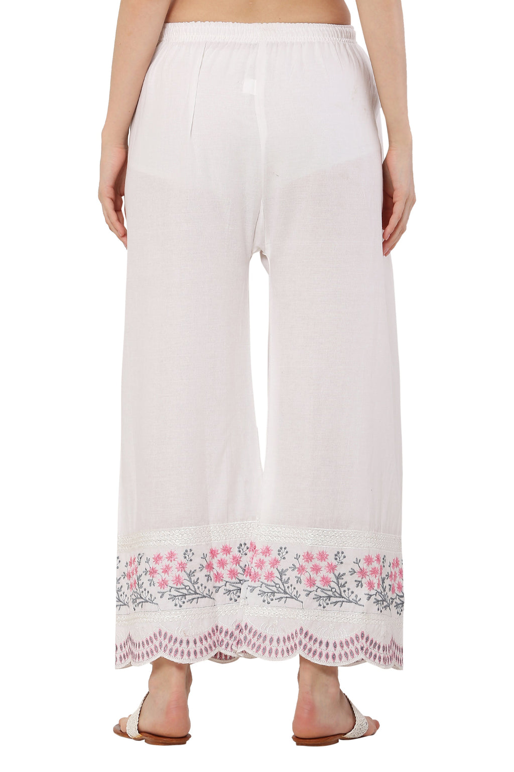 PAVONINE Rani Color Hem Half Chikankari Cotton Fabric Sharara For Women | Grocsy