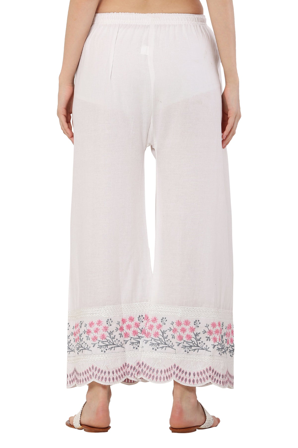 PAVONINE Rani Color Hem Half Chikankari Cotton Fabric Sharara For Women | Grocsy