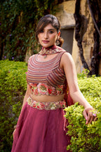 Lorenvalley Fashion Rust Chanda Silk Plain With Sequins and Thread Embroidery Work Belt Lehenga Choli with Dupatta | Grocsy