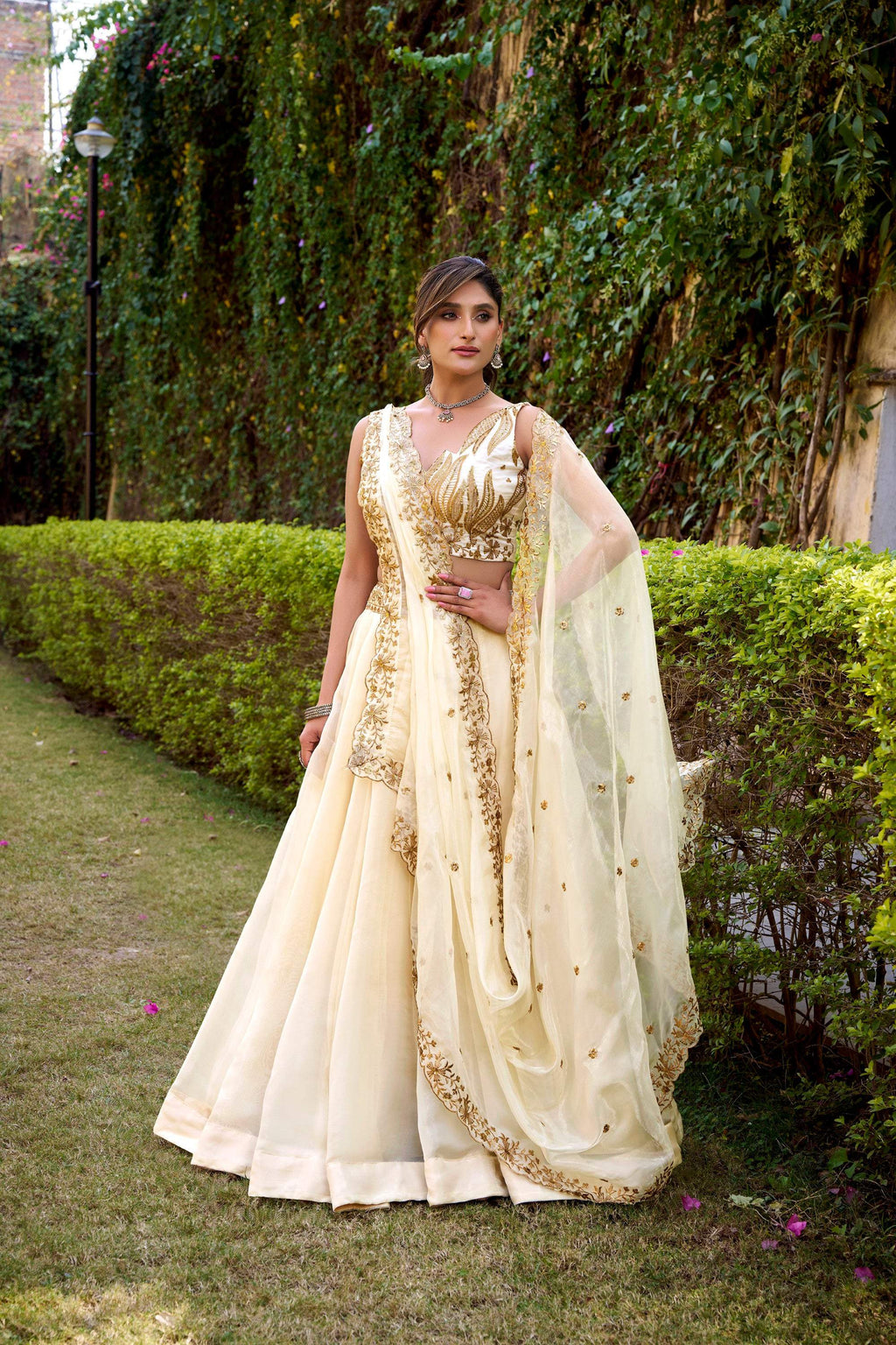 Lorenvalley Fashion Off White Chanda Silk Plain With Sequins and Thread Embroidery Work Belt Lehenga Choli with Dupatta | Grocsy