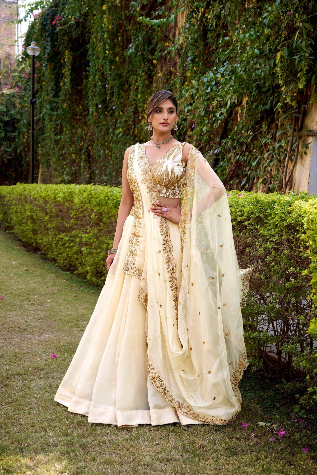 Lorenvalley Fashion Off White Chanda Silk Plain With Sequins and Thread Embroidery Work Belt Lehenga Choli with Dupatta | Grocsy