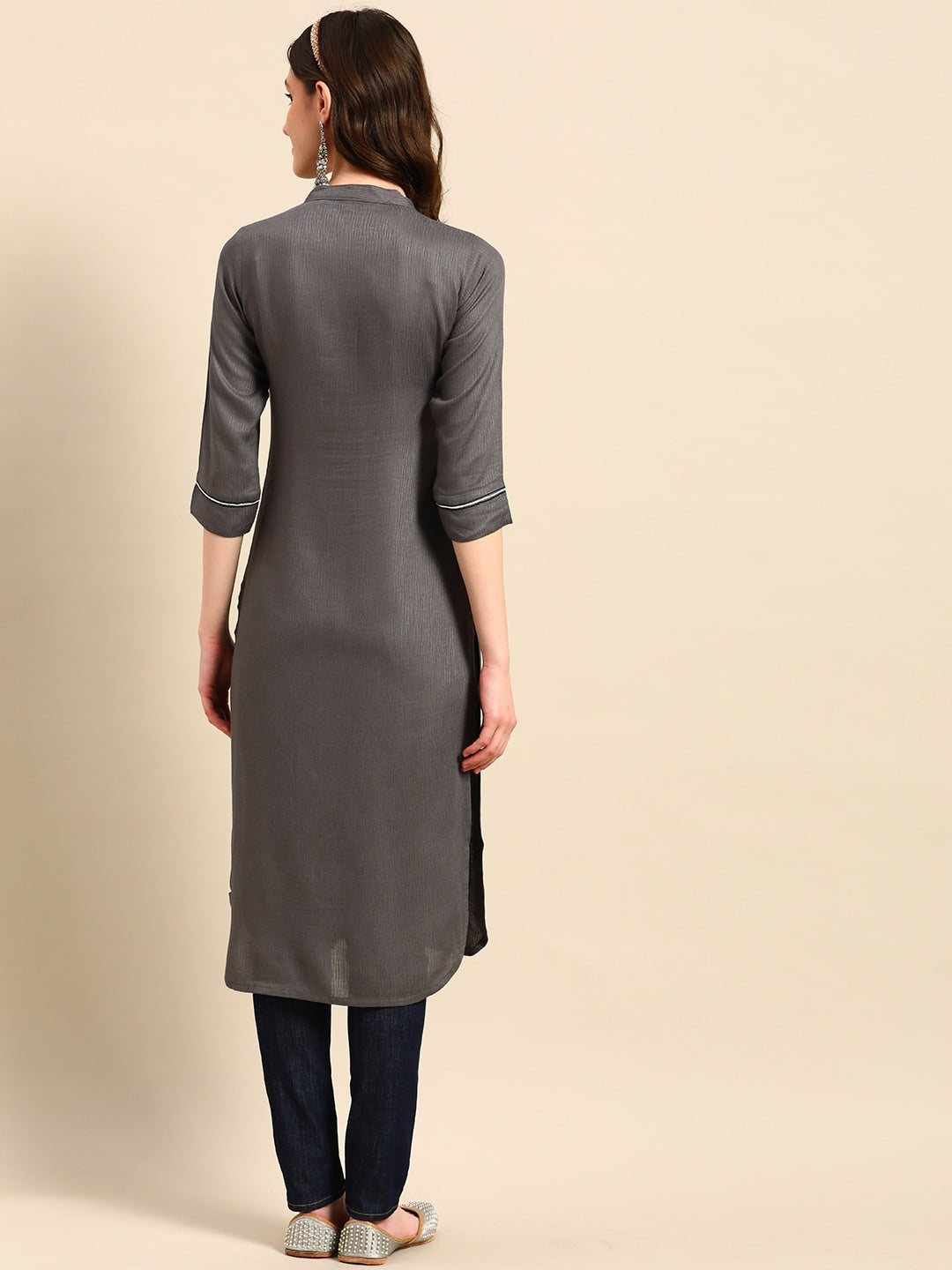 Sangria Yoke Design Mirror Work Kurta | Grocsy