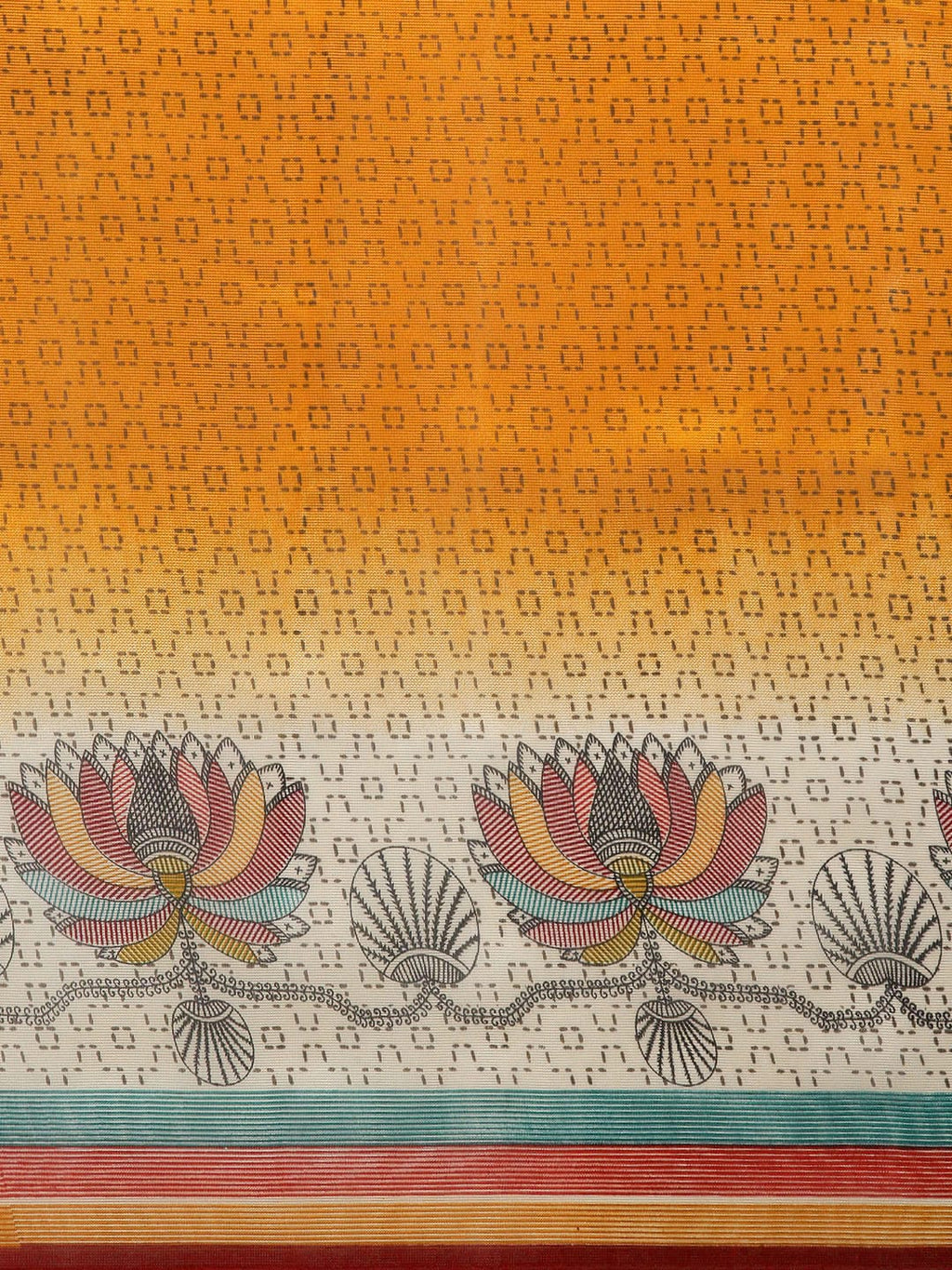 Saree Mall Mustard Yellow Printed Bhagalpuri Saree | Grocsy