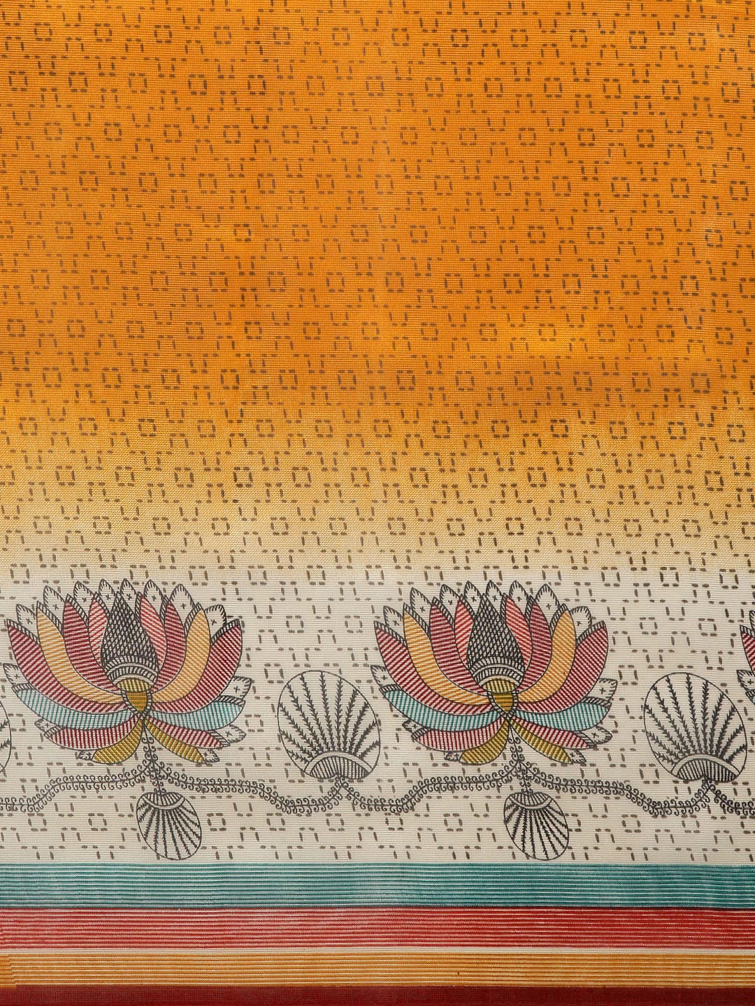 Saree Mall Mustard Yellow Printed Bhagalpuri Saree | Grocsy