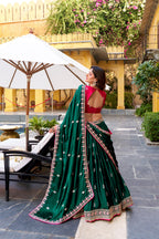 Lorenvalley Fashion Silk Satin Sequins and Thread Embroidery Work Lehenga Choli with Dupatta | Grocsy