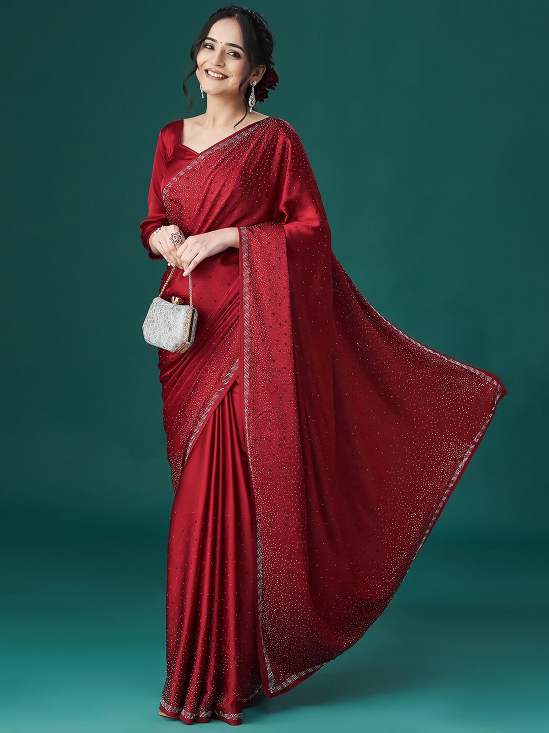 kasee Embellished Satin Saree | Grocsy