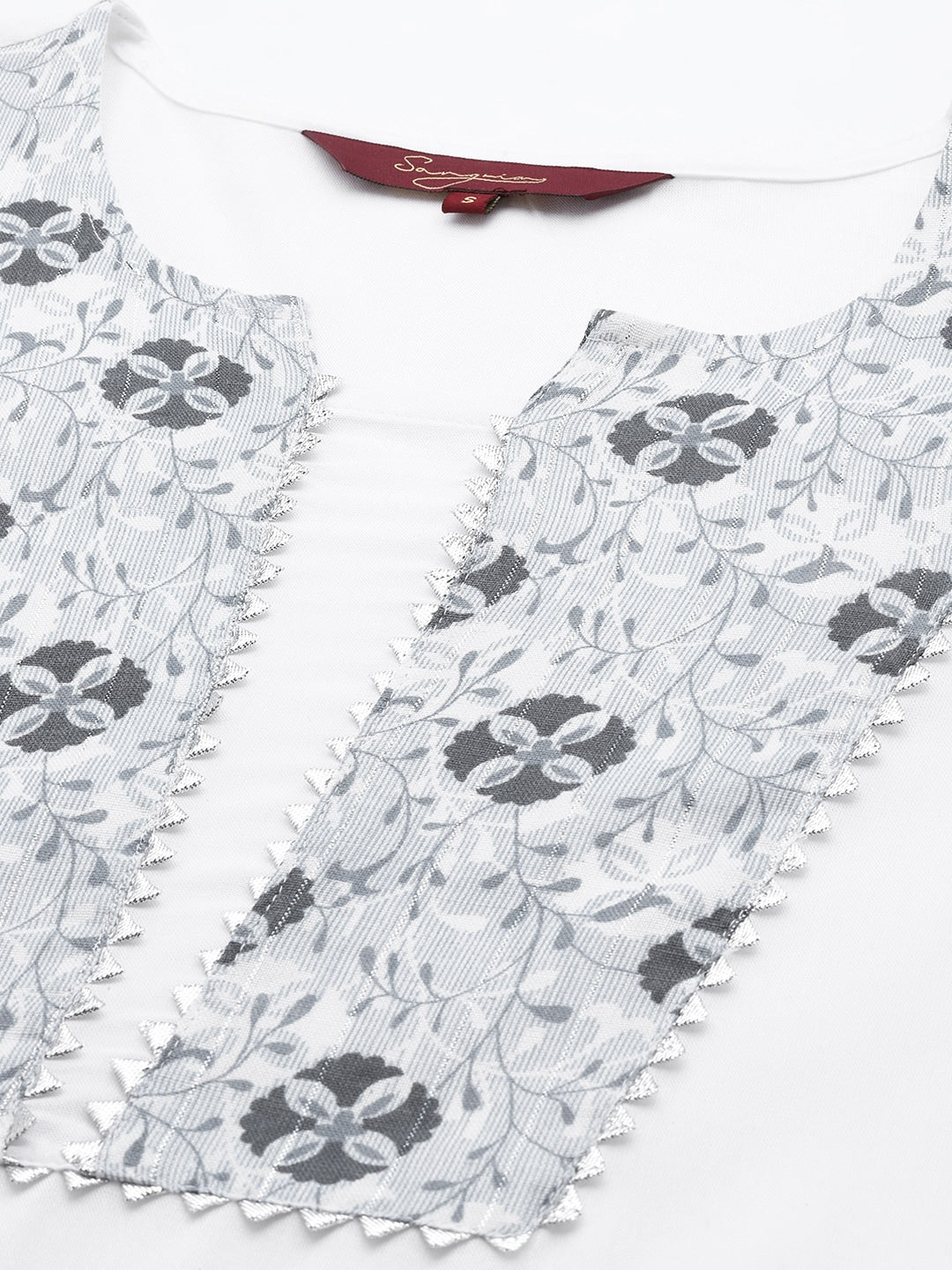 Sangria Floral Yoke Design Regular Gotta Patti Kurta with Palazzos | Grocsy