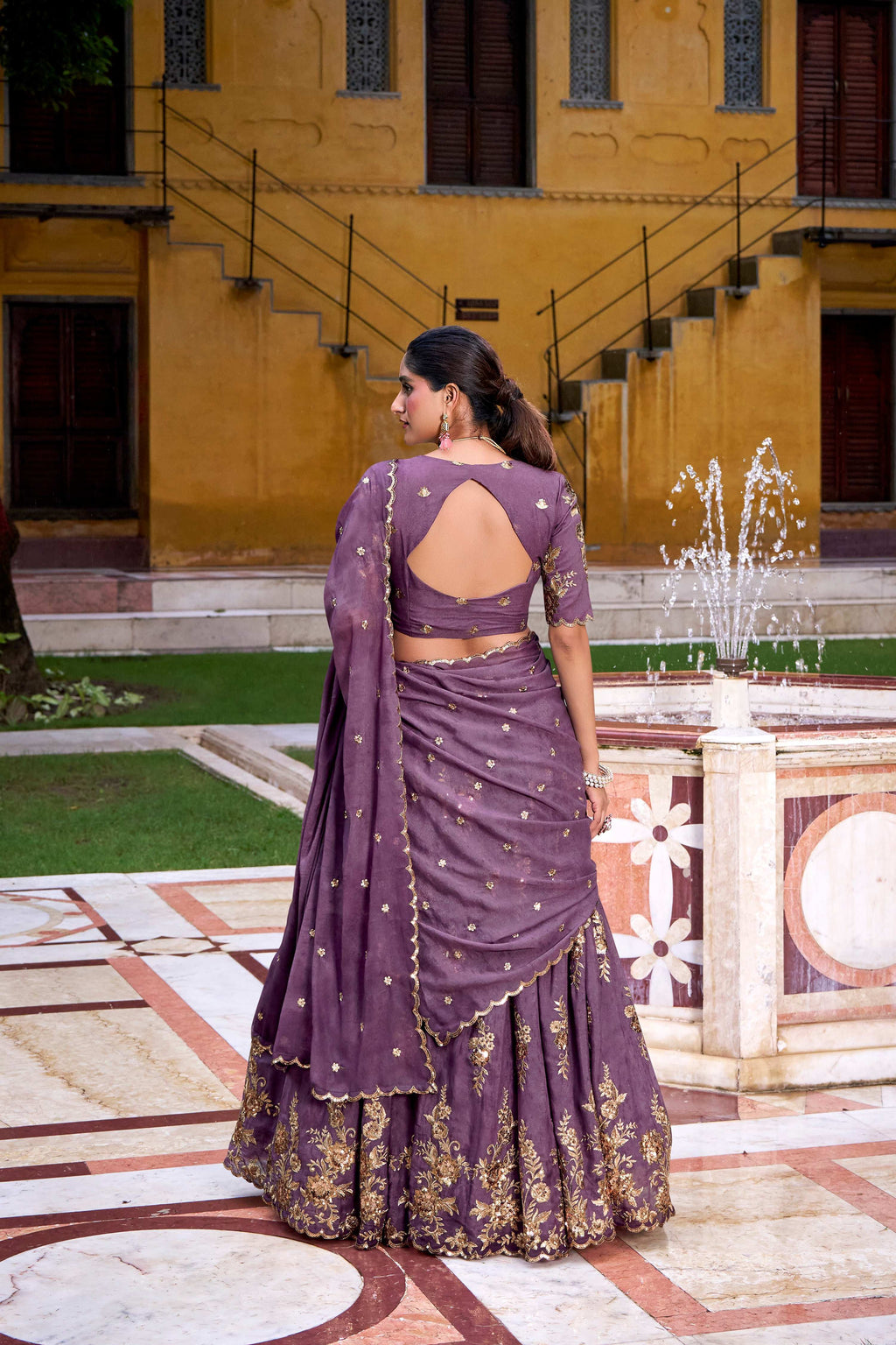 Lorenvalley Fashion Lavender Crush Sequins and Thread Embroidery Work Lehenga Choli with Dupatta | Grocsy