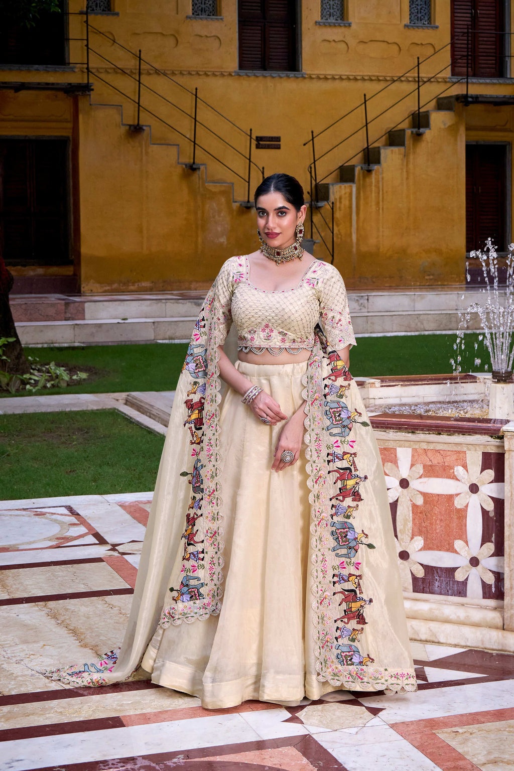 Lorenvalley Fashion Off White Raspberry Plain with Canvas and Can Can Lehenga Choli with Dupatta | Grocsy