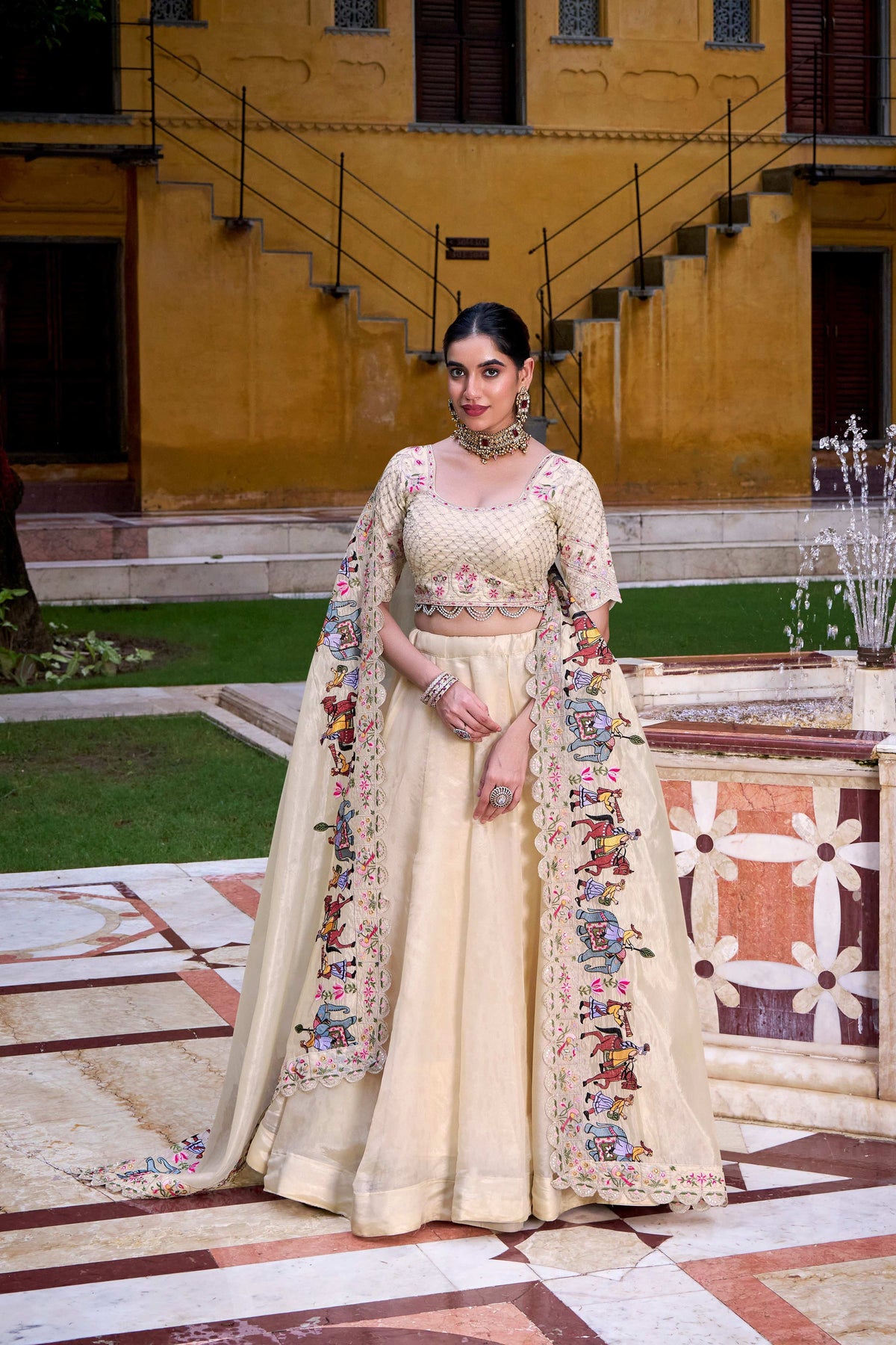 Lorenvalley Fashion Off White Raspberry Plain with Canvas and Can Can Lehenga Choli with Dupatta | Grocsy