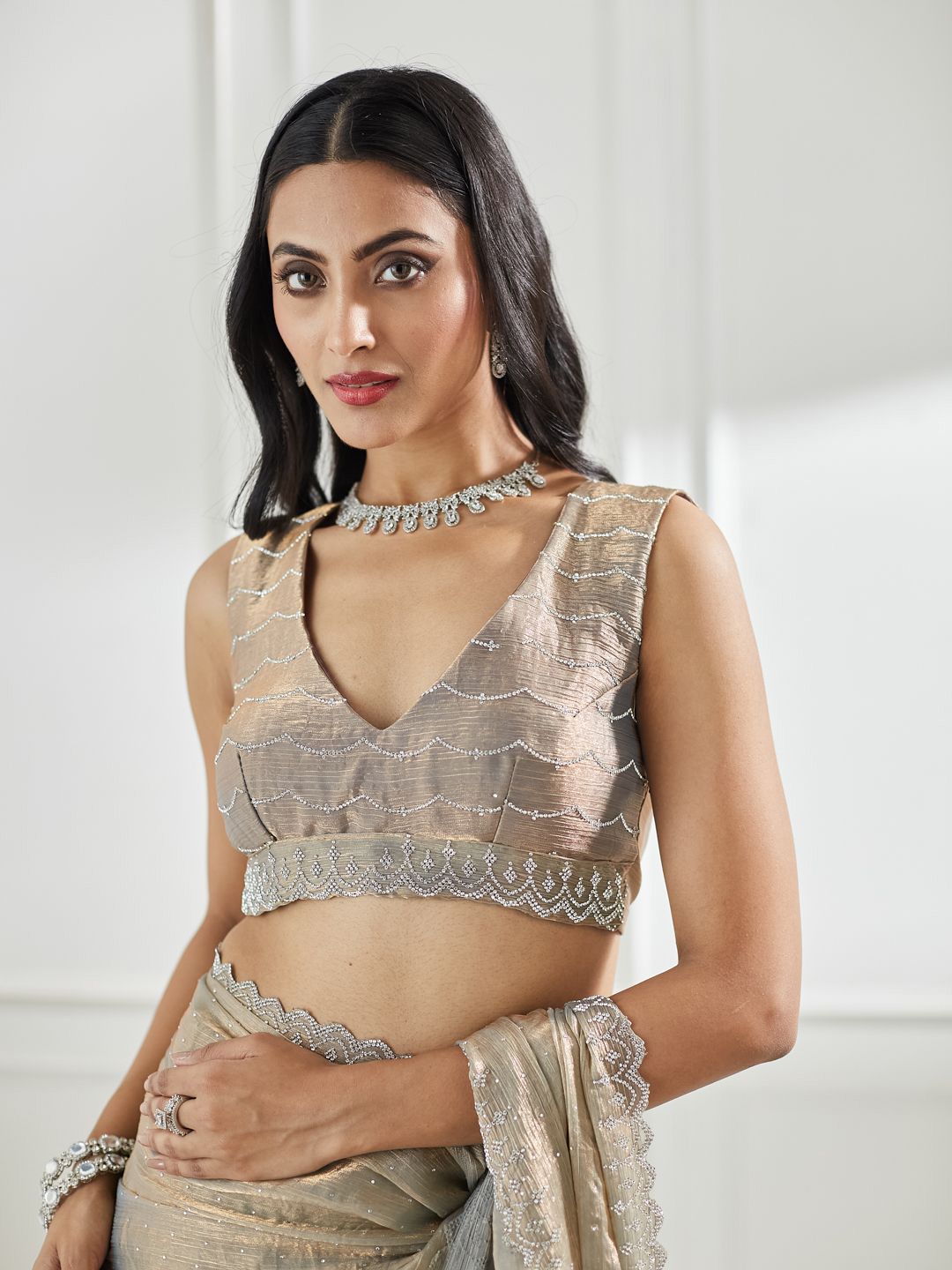 kasee Embellished Beads and Stones Pure Silk Saree | Grocsy