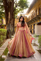 Lorenvalley Fashion Rust Carike Silk Plain Lehenga Choli with Dupatta | Grocsy