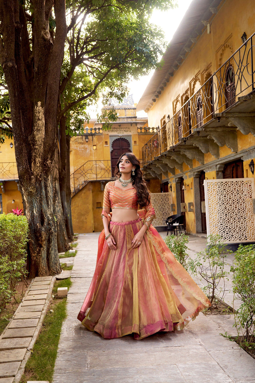 Lorenvalley Fashion Rust Carike Silk Plain Lehenga Choli with Dupatta | Grocsy