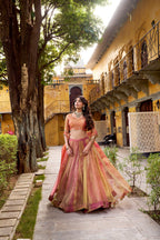 Lorenvalley Fashion Rust Carike Silk Plain Lehenga Choli with Dupatta | Grocsy
