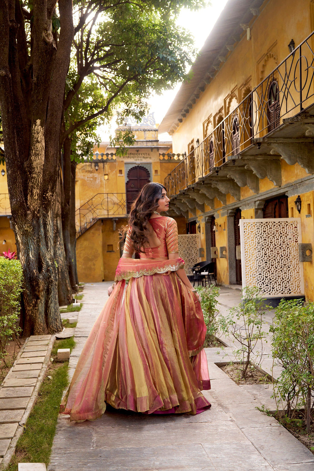 Lorenvalley Fashion Rust Carike Silk Plain Lehenga Choli with Dupatta | Grocsy