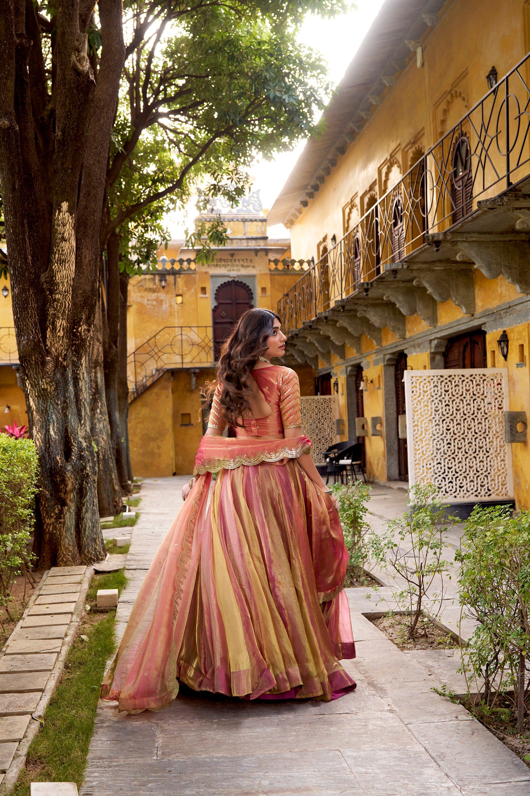 Lorenvalley Fashion Rust Carike Silk Plain Lehenga Choli with Dupatta | Grocsy