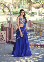 Lorenvalley Fashion Royalblue P.C.Kashmiri Plain Lehenga Choli With Dupatta | Grocsy