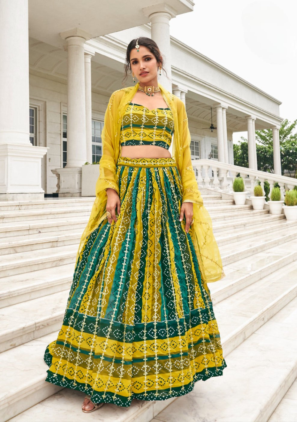 Anaita Multicolor Georgette Lehenga Choli With Sequence & Thread Work | Grocsy