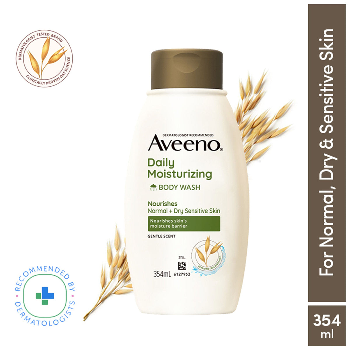 Aveeno Daily Moisturising Body Wash - Prebiotic Oat Cleanse, Moisturize Normal, Dry & Sensitive Skin | Grocsy