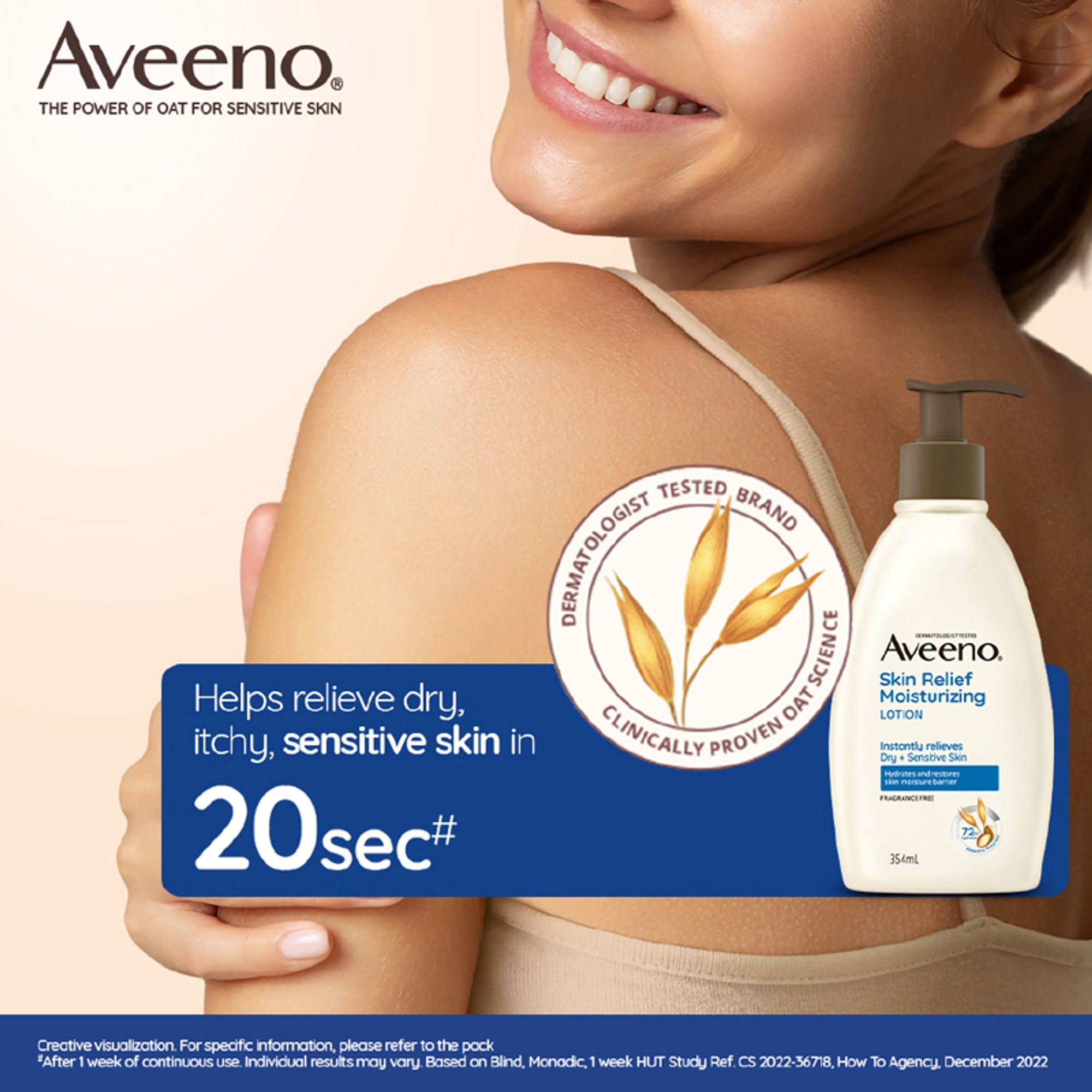 Aveeno Skin Relief Moisturising Lotion - Oat + Shea Butter Body Moisturizer For Dry & Sensitive Skin | Grocsy