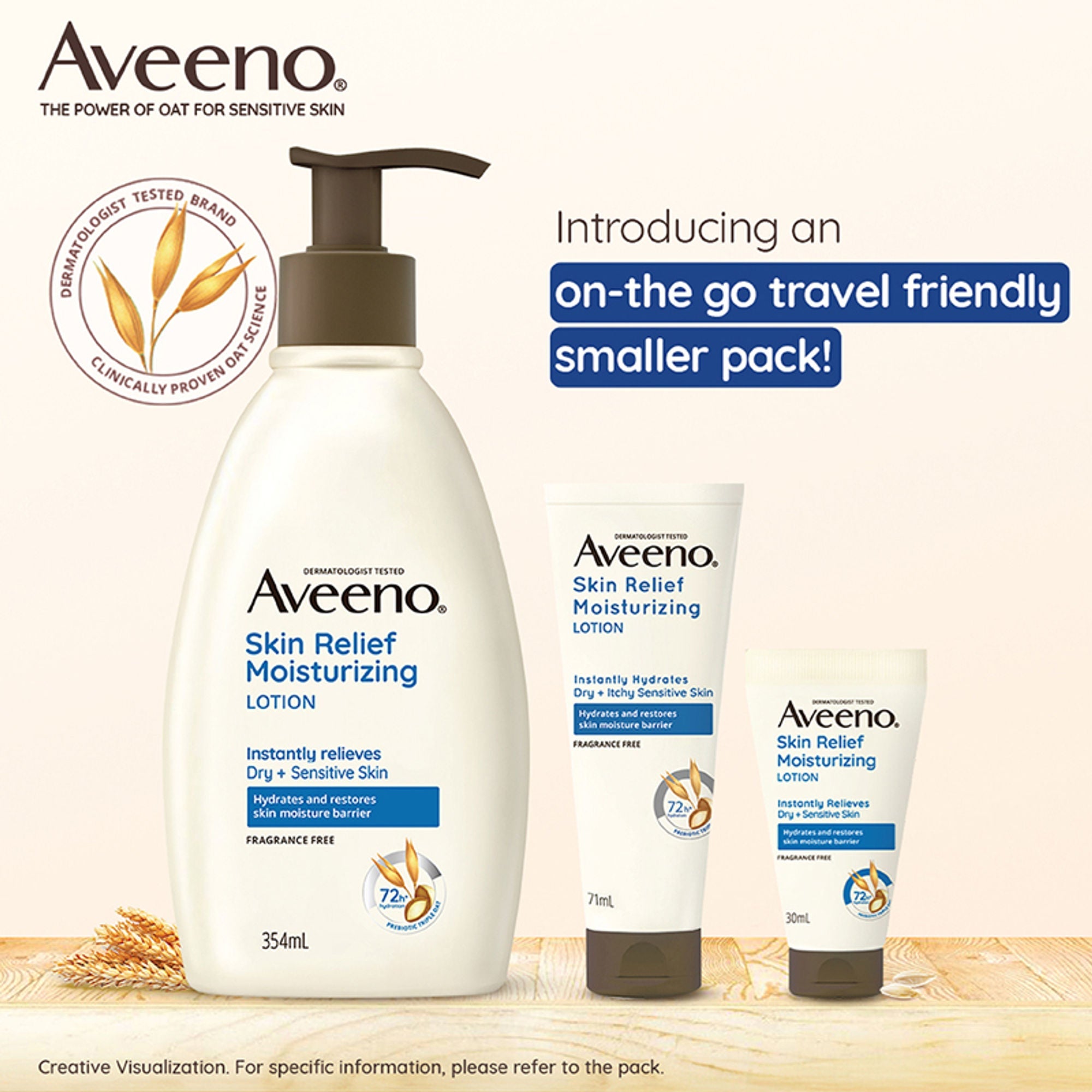 Aveeno Skin Relief Moisturising Lotion - Oat + Shea Butter Body Moisturizer For Dry & Sensitive Skin | Grocsy
