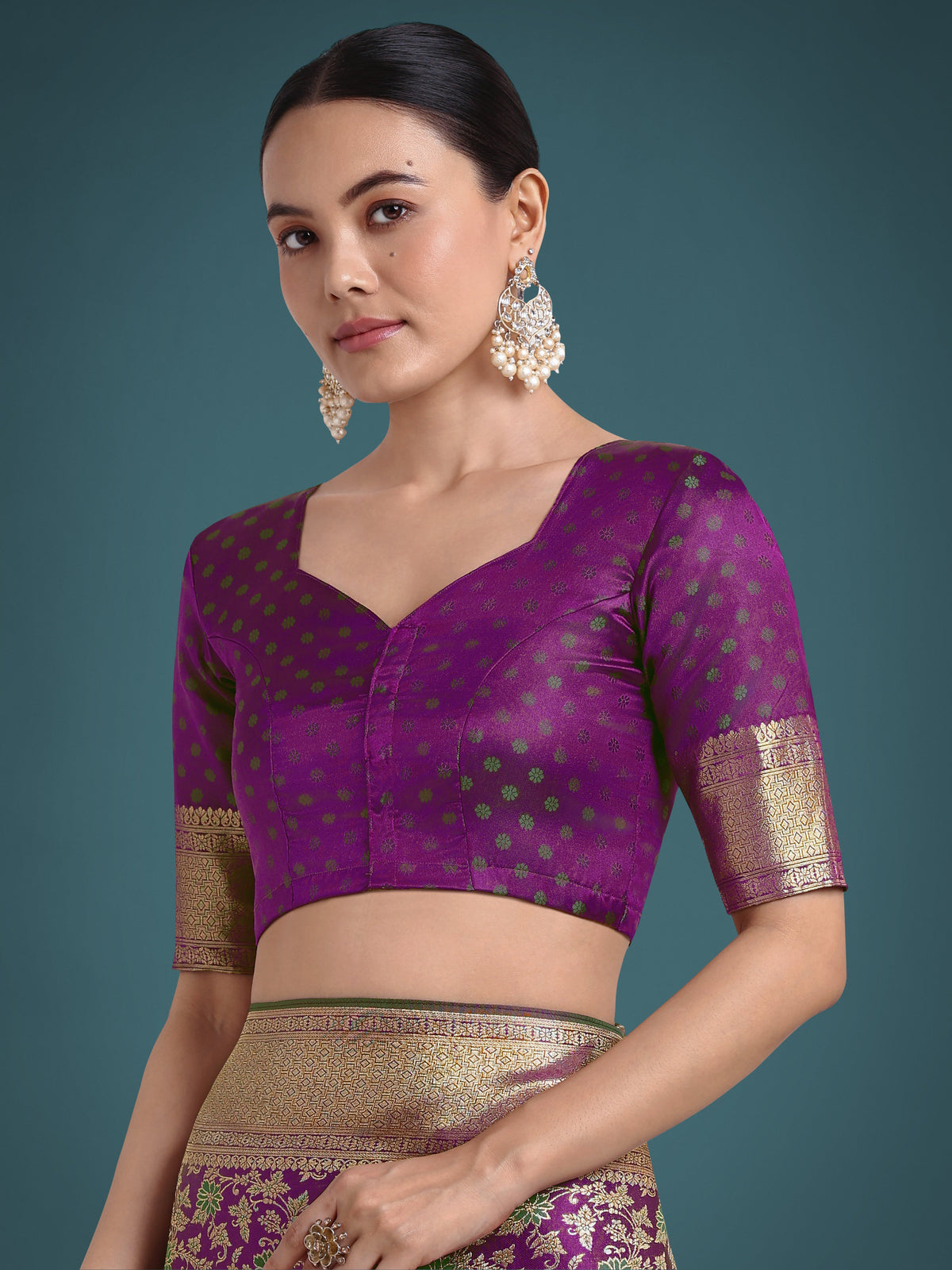 Monjolika Fashion Scintilla Purple Banarasi Satin Silk Meenakari zari weaving Pattern Saree | Grocsy