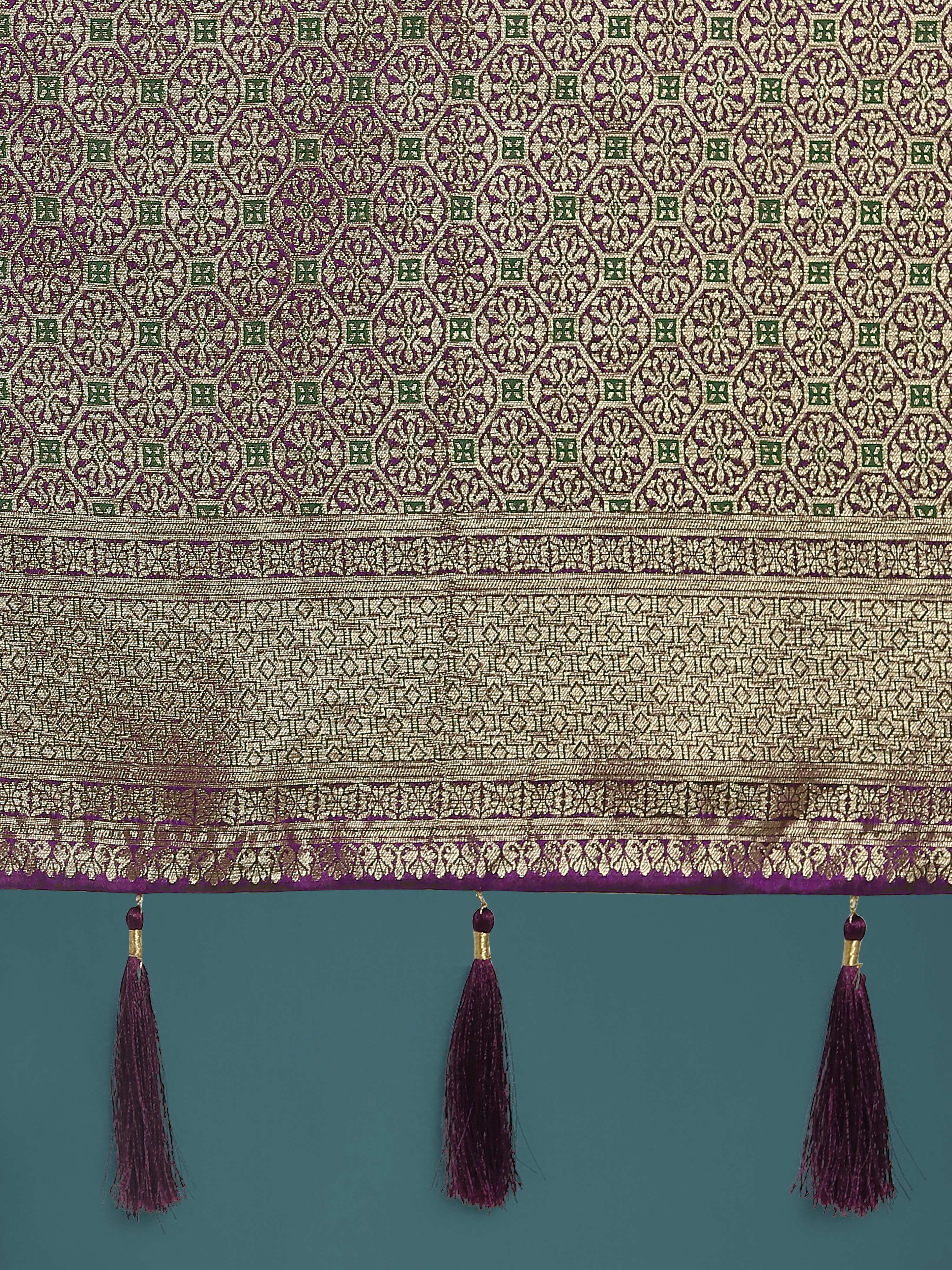 Monjolika Fashion Scintilla Purple Banarasi Satin Silk Meenakari zari weaving Pattern Saree | Grocsy