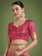 Monjolika Fashion Scintilla Magenta Banarasi Satin Silk Meenakari zari weaving Pattern Saree | Grocsy