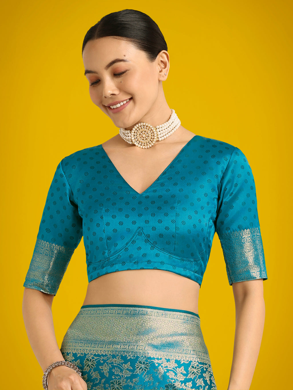 Monjolika Fashion Scintilla Sky blue Banarasi Satin Silk Meenakari zari weaving Pattern Saree | Grocsy