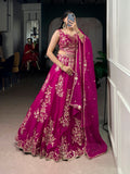 Lorenvalley Fashion Pink Naysha Silk Sequins And Thread Embroidery Work With Lace Border Lehenga Choli With Dupatta | Grocsy