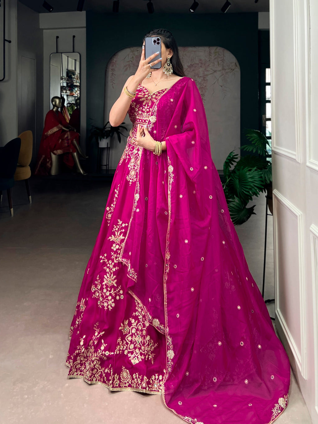 Lorenvalley Fashion Pink Naysha Silk Sequins And Thread Embroidery Work With Lace Border Lehenga Choli With Dupatta | Grocsy