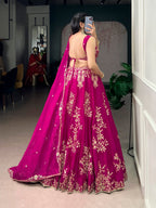 Lorenvalley Fashion Pink Naysha Silk Sequins And Thread Embroidery Work With Lace Border Lehenga Choli With Dupatta | Grocsy