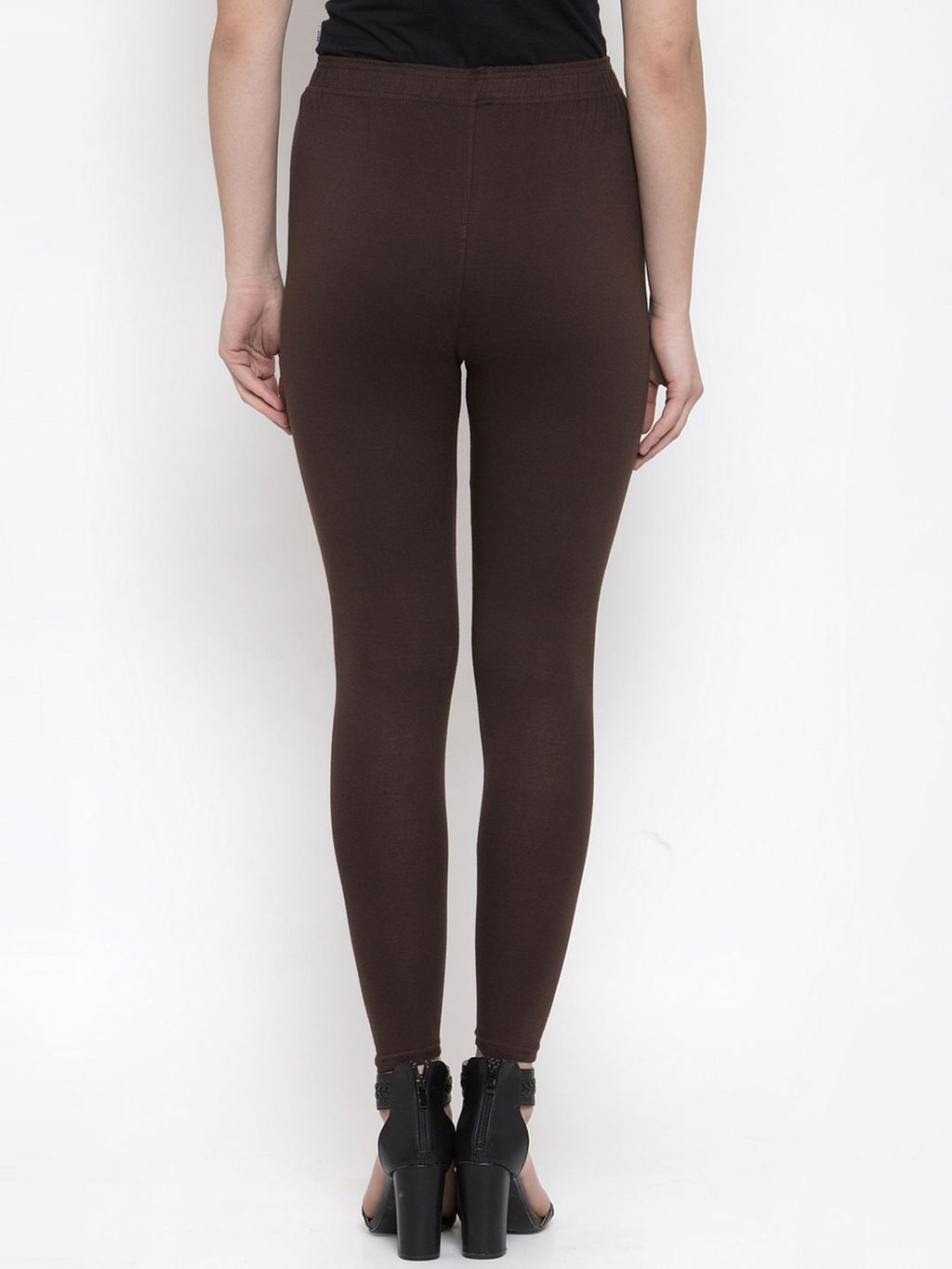 TAG 7 Women Brown Solid Ankle-Length Leggings | Grocsy