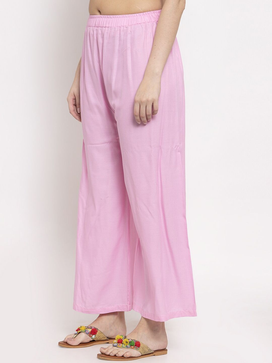 TAG 7 Women Pink Solid Flared Palazzos | Grocsy