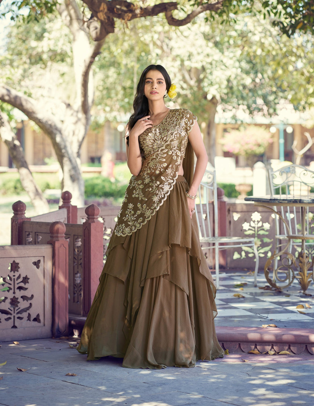 Lorenvalley Fashion Marble Fabric Plain Lehenga Sequins & Intricate Thread Work Choli With Dupatta | Grocsy