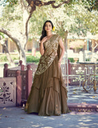 Lorenvalley Fashion Marble Fabric Plain Lehenga Sequins & Intricate Thread Work Choli With Dupatta | Grocsy