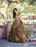 Lorenvalley Fashion Marble Fabric Plain Lehenga Sequins & Intricate Thread Work Choli With Dupatta | Grocsy