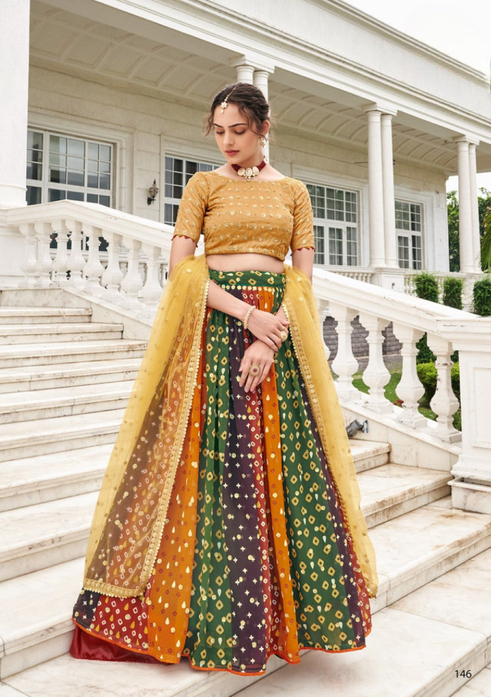 Anaita Multicolor Georgette Lehenga Choli With Sequence & Thread Work | Grocsy