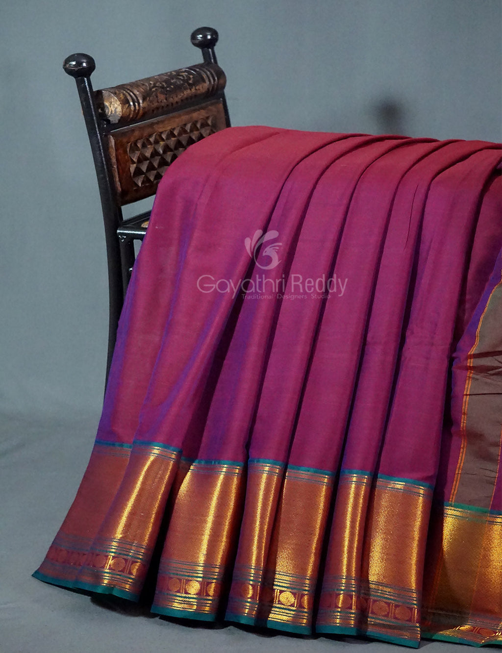 Kalanetha Magenta Pink Colour Zari Kanchi Style Pure Narayanpet Cotton Saree By Gayathri Reddy Designer Studio | Grocsy