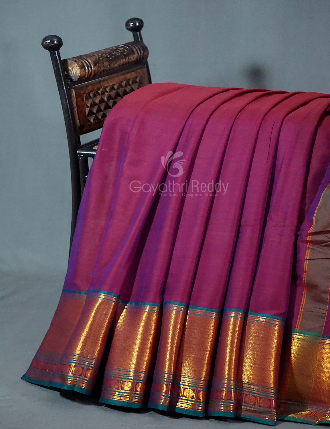 Kalanetha Magenta Pink Colour Zari Kanchi Style Pure Narayanpet Cotton Saree By Gayathri Reddy Designer Studio | Grocsy