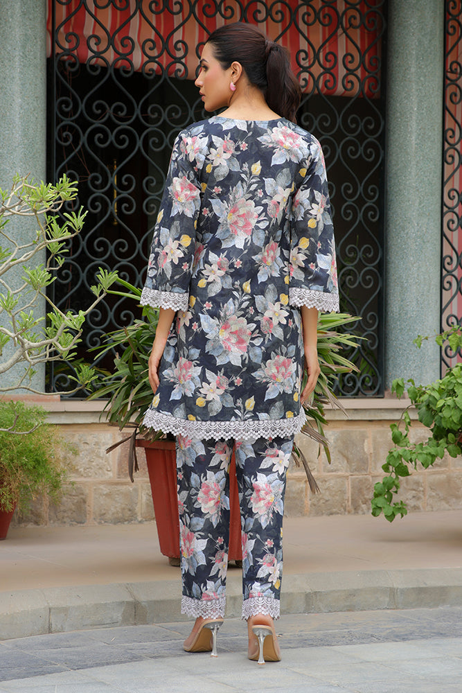 Vaasva Women Black Printed Cord Set With Printed Pants | Grocsy