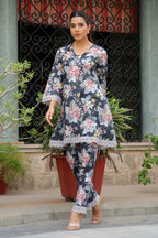 Vaasva Women Black Printed Cord Set With Printed Pants | Grocsy