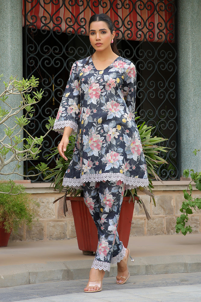 Vaasva Women Black Printed Cord Set With Printed Pants | Grocsy